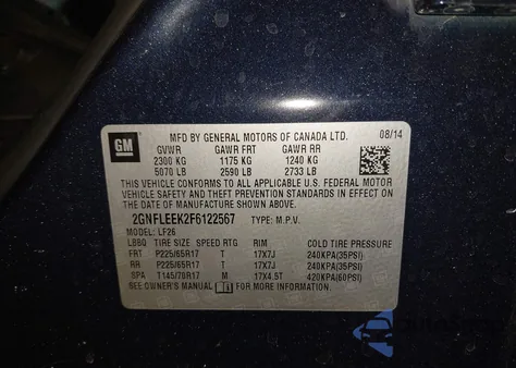 2015 Chevrolet Equinox Ls z USA, uszkodzony, nr VIN 2GNFLEEK2F6122567